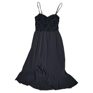 Band of the Free Black Brocade Bustier Asymmetrical Ruffle Hem Dress NWT S